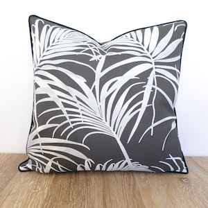 Dark gray outdoor pillow cover 18x18 modern backyard decor, charcoal bench cushion case valentines gift for him