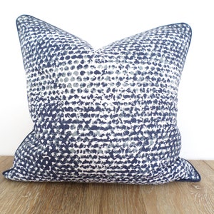 Indigo Blue Dotted Pillow Cover: Modern Blue Gray Cushion (18x18)