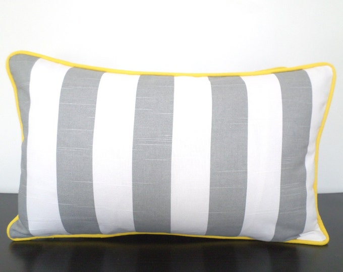Grey and Yellow Pillow Cover 20x12, Ash Gray Bed Pillow Case Dorm Room