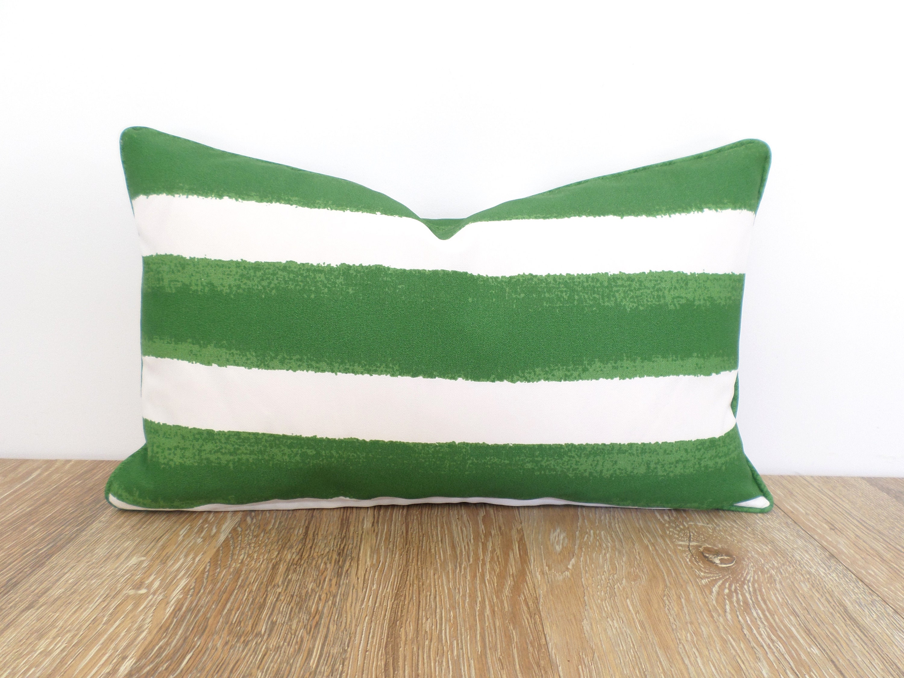 Green Outdoor Lumbar Pillow Cover 20x12 Cabana Stripe Pillow Case Outdoor Christmas Decor Etsy Canada