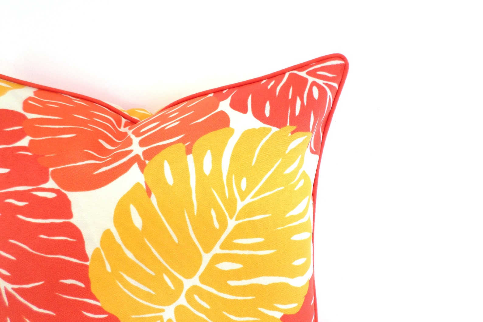 Monstera leaf pillow cover 18x18 tropical decor orange Etsy