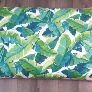 Tropical dog bed cover swaying palm print, green outdoor floor cushion case Hollywood Regency