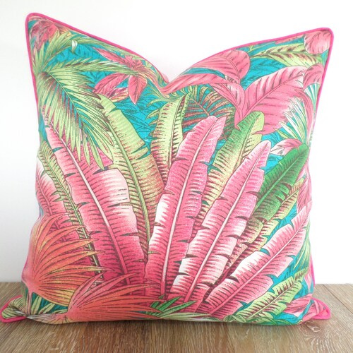 Tropical Lumbar Pillow Case 20x12 Caribbean Decor Palm Leaf Etsy
