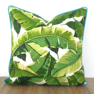 Palm leaf pillow cover Palm Beach Decor, green outdoor pillow case, tropical cushion cover,