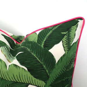 Tropical lumbar pillow cover 20x12 spring decor, banana leaf pillow case coastal beach house, green outdoor cushion palm leaf print image 3