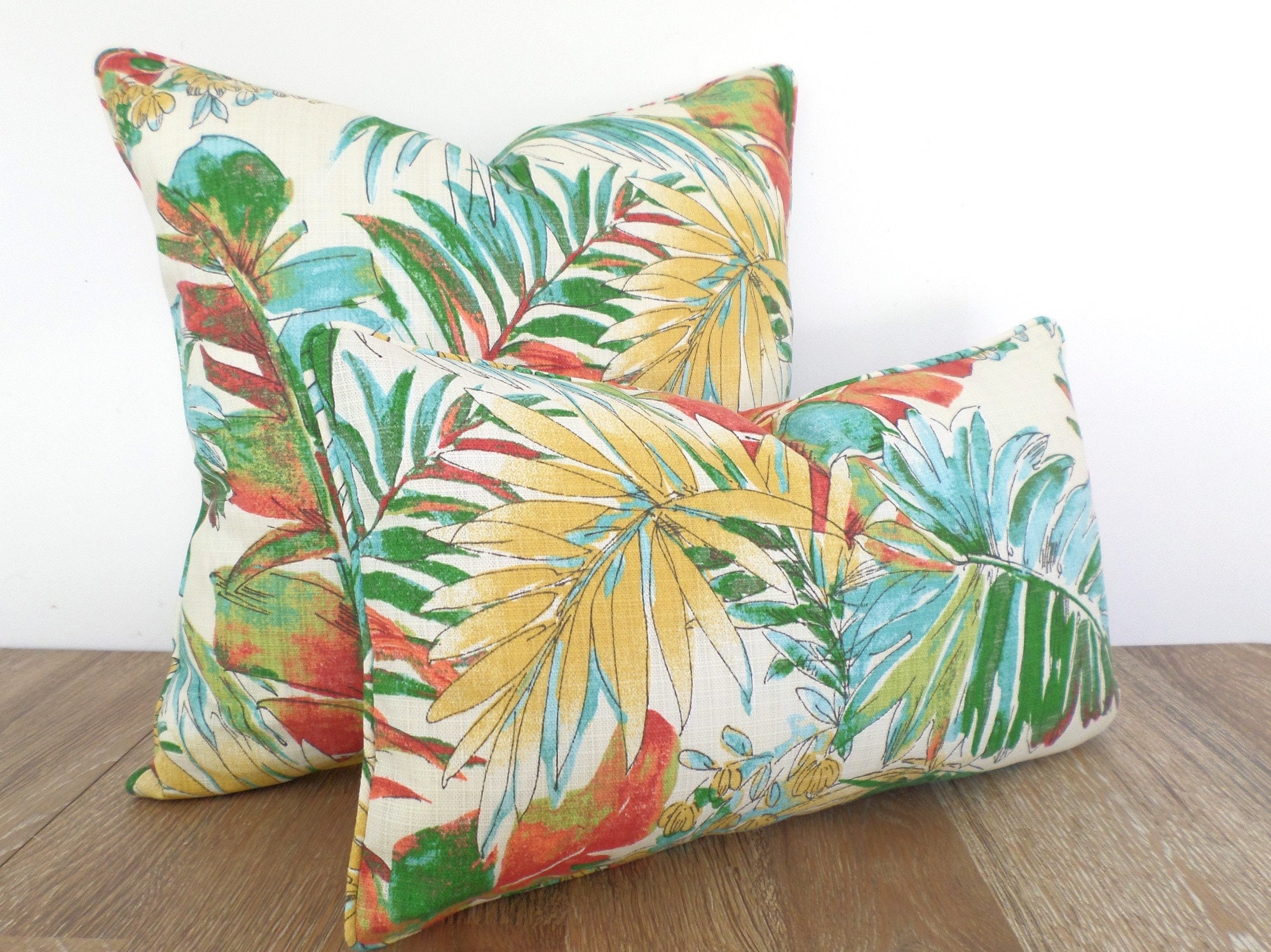 Tropical lumbar pillow case 20x12 Caribbean Decor palm leaf Etsy.de