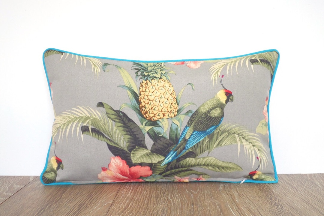 Tropical Outdoor Pillow Cover 20x12 Beach House Decor, Parrot Pillow