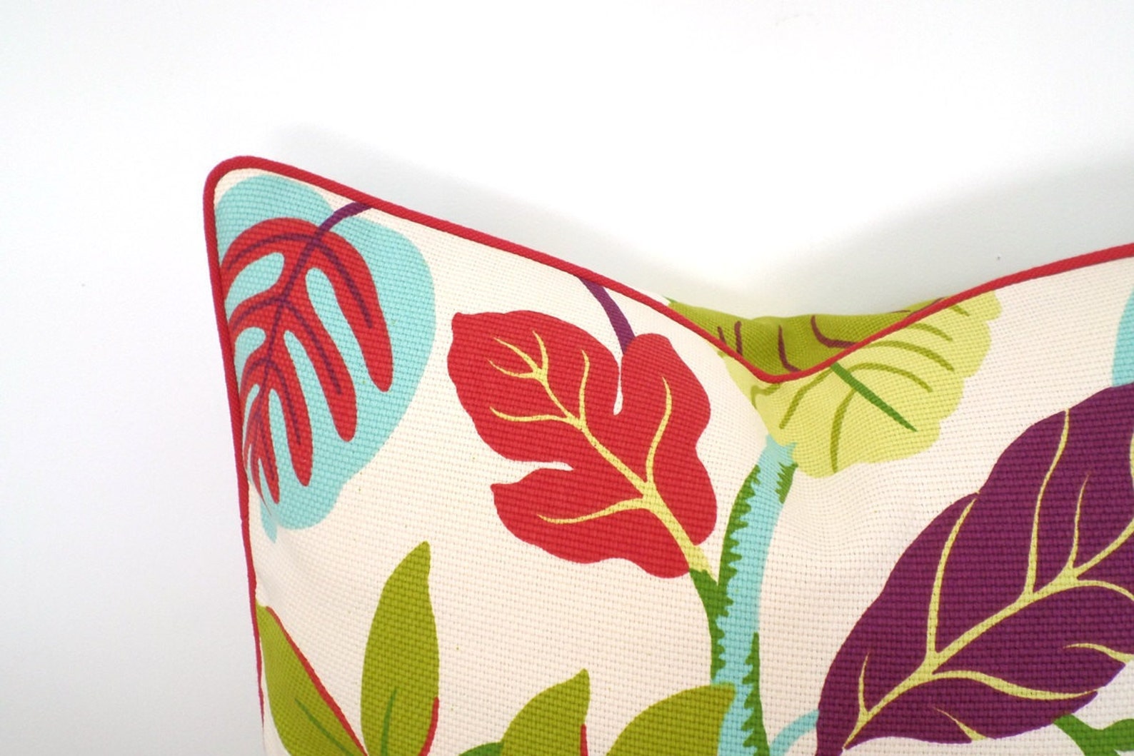 Flower Pillow Cover 20x20 Red Pillow Case Botanical Print Etsy