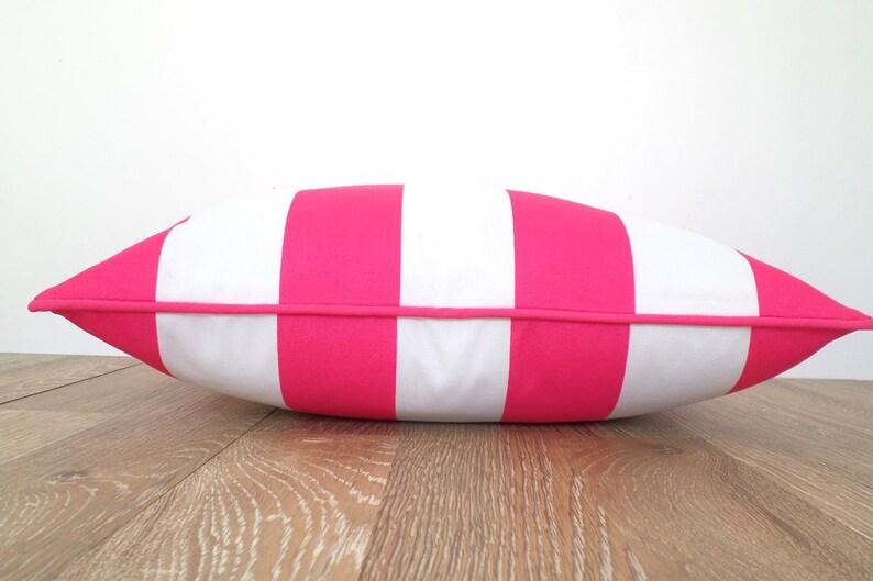 Pink Outdoor Cushion Cover 20x20 Wide Striped Outdoor Pillow Etsy