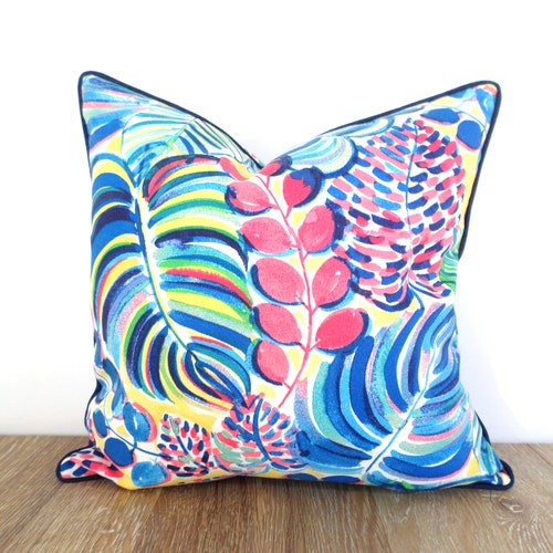 Tropical Lumbar Pillow Case 20x12 Caribbean Decor Palm Leaf Etsy