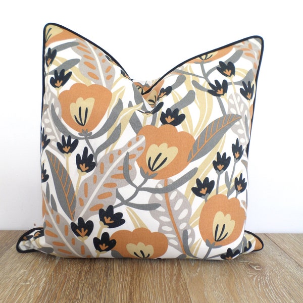 Flower outdoor pillow cover fall outdoor decor, brown outdoor cushion case abstract flower print