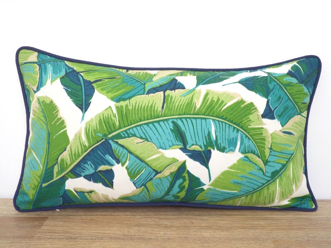 Green and Blue Lumbar Pillow Case 24x14 Beach House Decor, Tropical