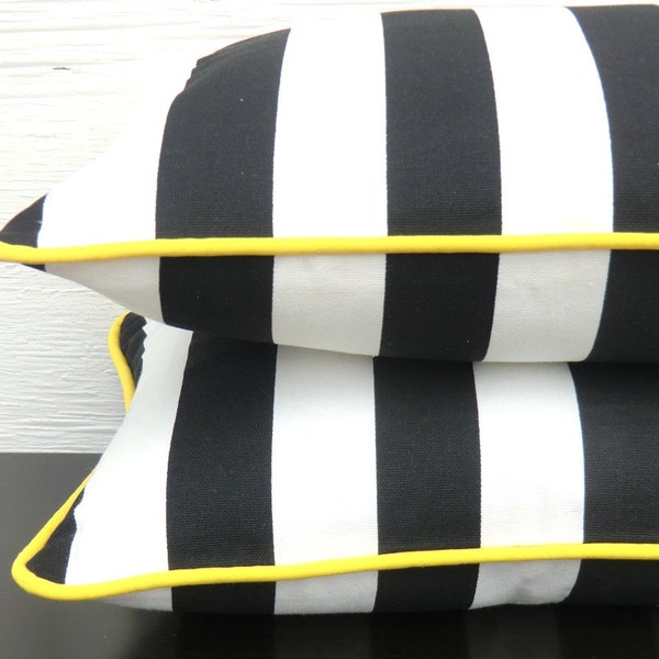 Black Stripe Pillow Etsy