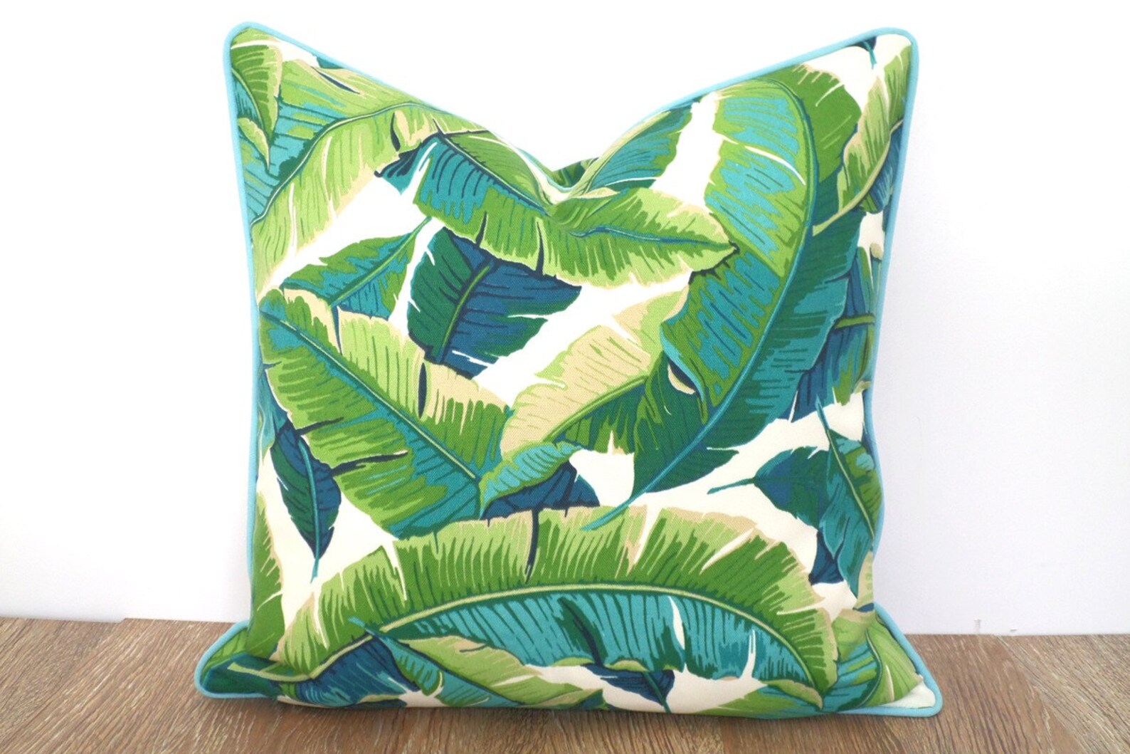 Turquoise outdoor pillow cover green outdoor cushion palm Etsy