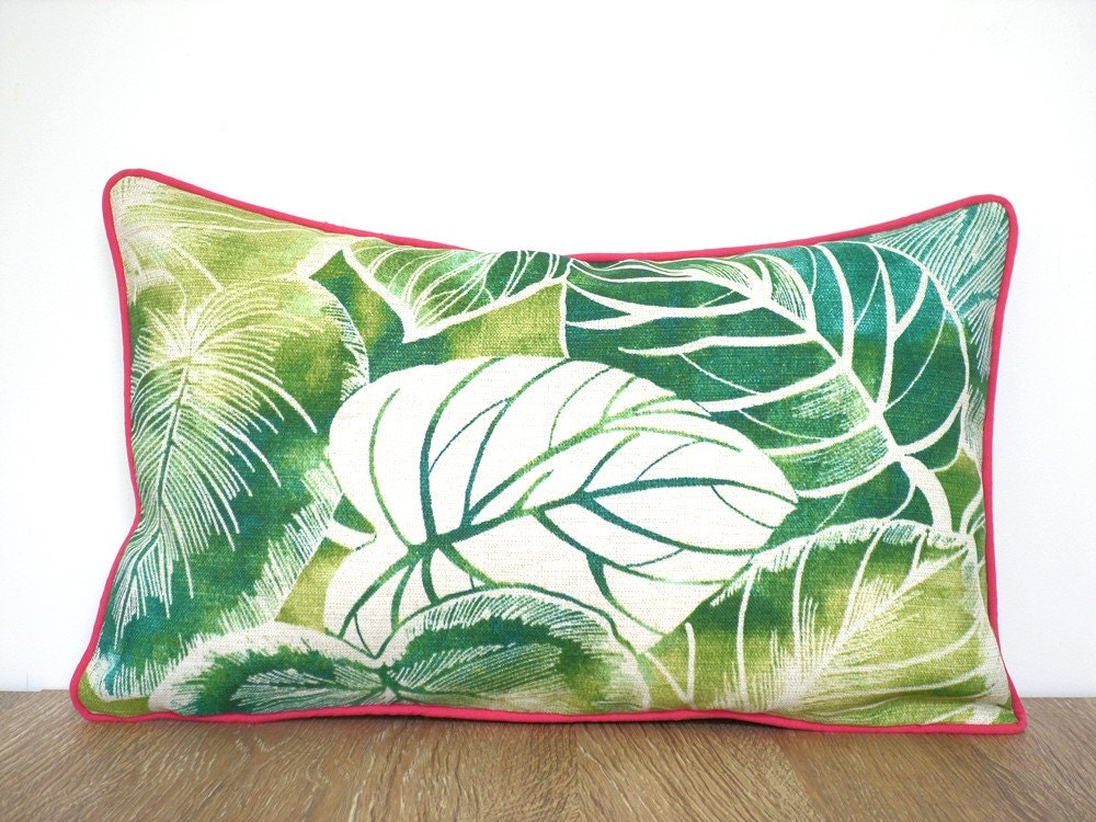 Tropical pillow cover 20x12 green lumbar pillow case palm Etsy