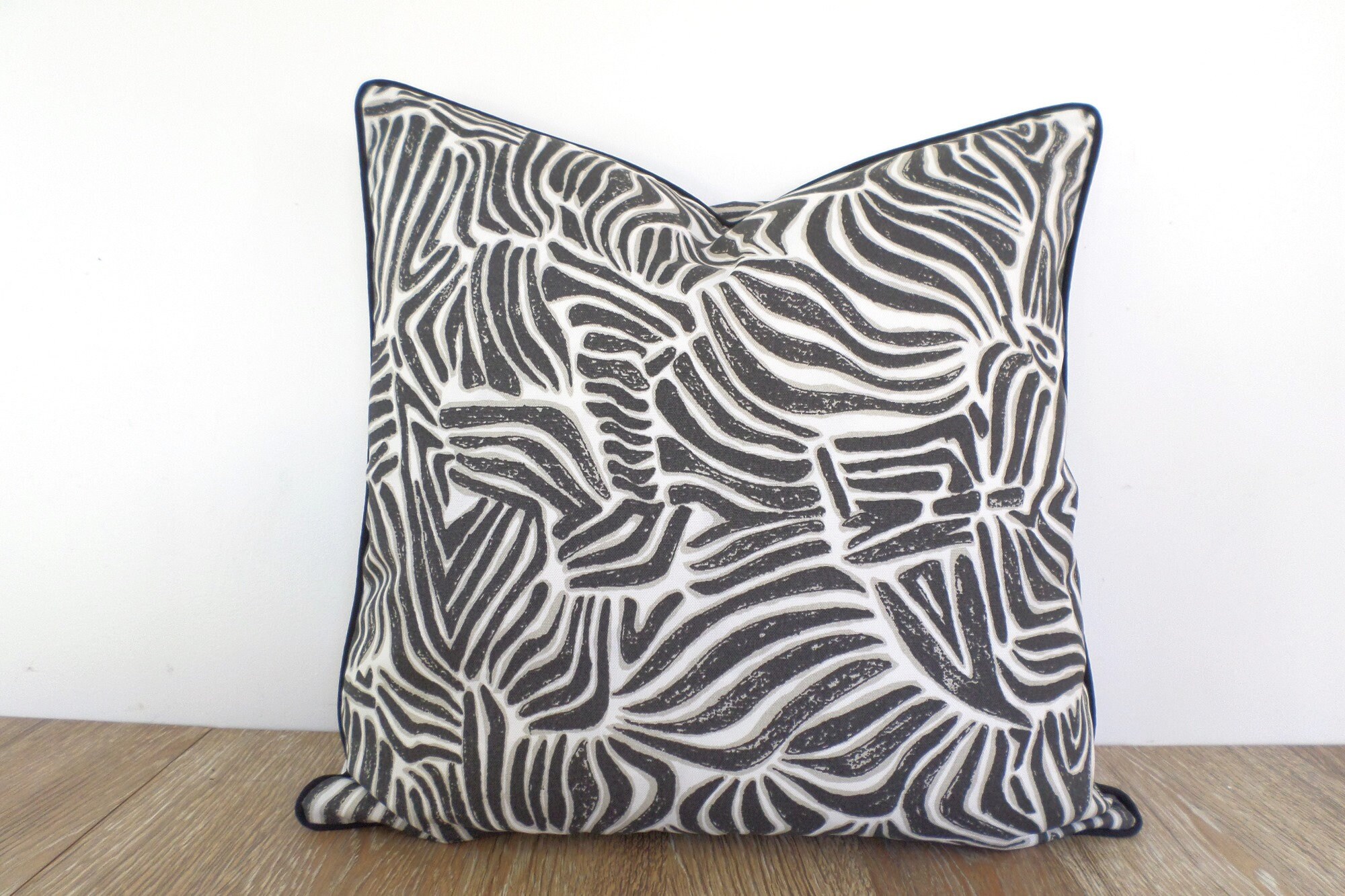 Black zebra pillow cover 16x16 fall porch decor gray outdoor Etsy