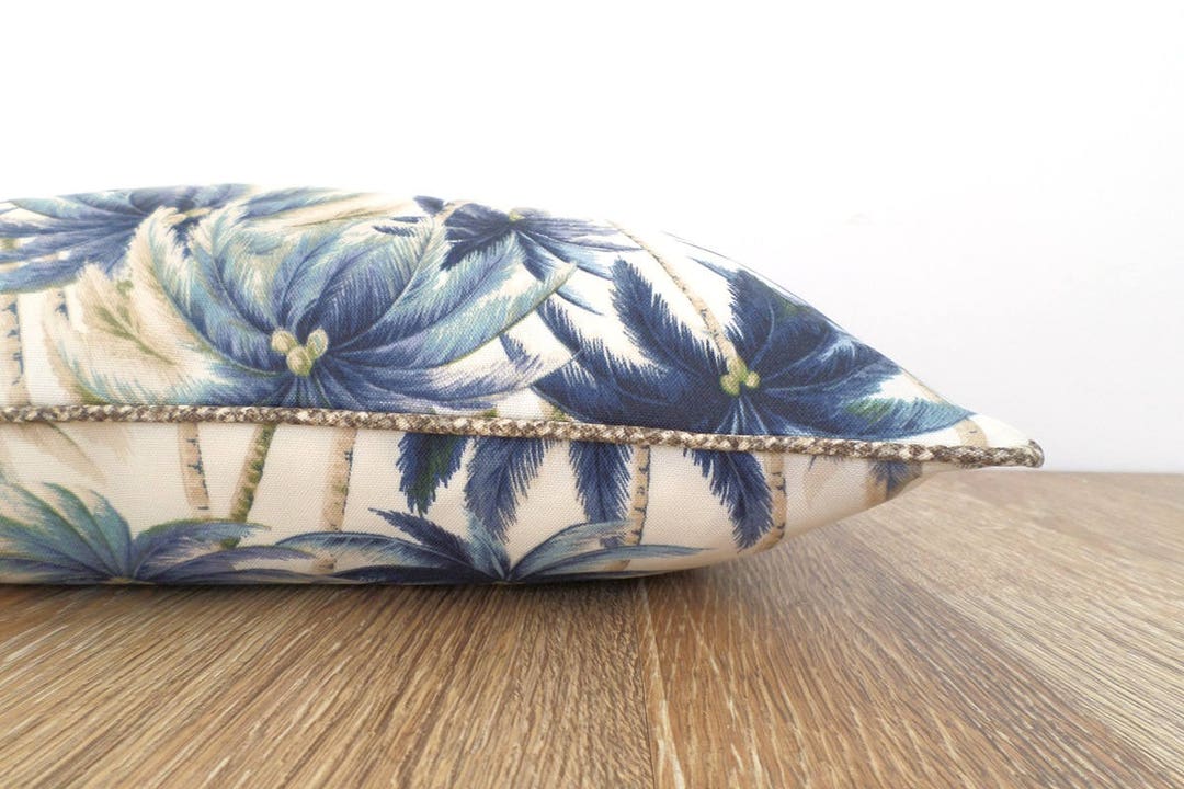 Blue Pillow Cover 15x15 Beach House Decor, Swaying Palm Pillow Case