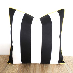 Black stripe outdoor pillow cover 20x20, black and white pillow cover modern outdoor decor image 5