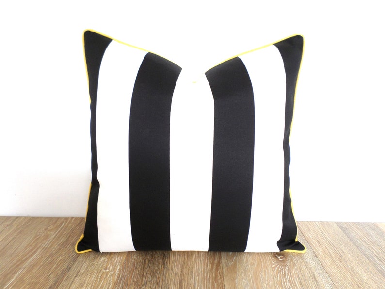 Black stripe outdoor pillow cover 20x20, black and white pillow cover modern outdoor decor image 5