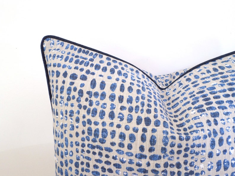 Navy Blue Dot Pillow Case Nautical Decor Blue and White Etsy