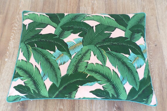 Tropical Dog Bed Cover Hollywood Regency Decor Medium Dog Duvet Cover Swaying Palm Print Green And Blush Pet Bedding Case