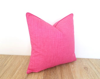 Fuchsia pink accent pillow cover modern home decor, solid pink throw pillow case gift for her