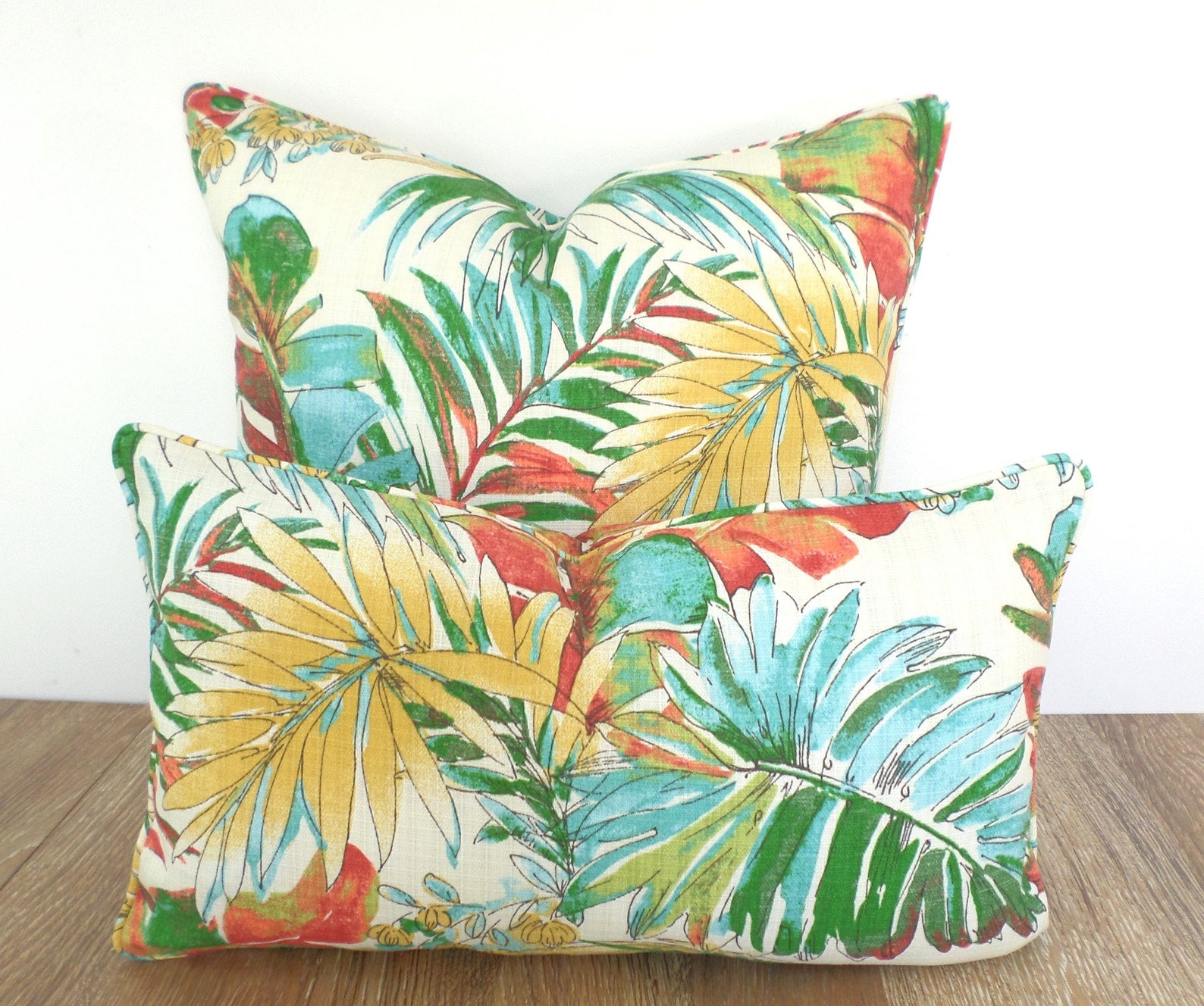 Tropical lumbar pillow case 20x12 Caribbean Decor palm leaf Etsy