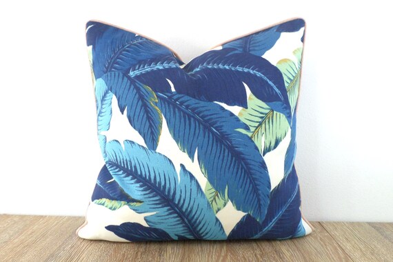 Blue outdoor pillow cover 20x20 palm Tika PIllow Cover in Palm | Etsy