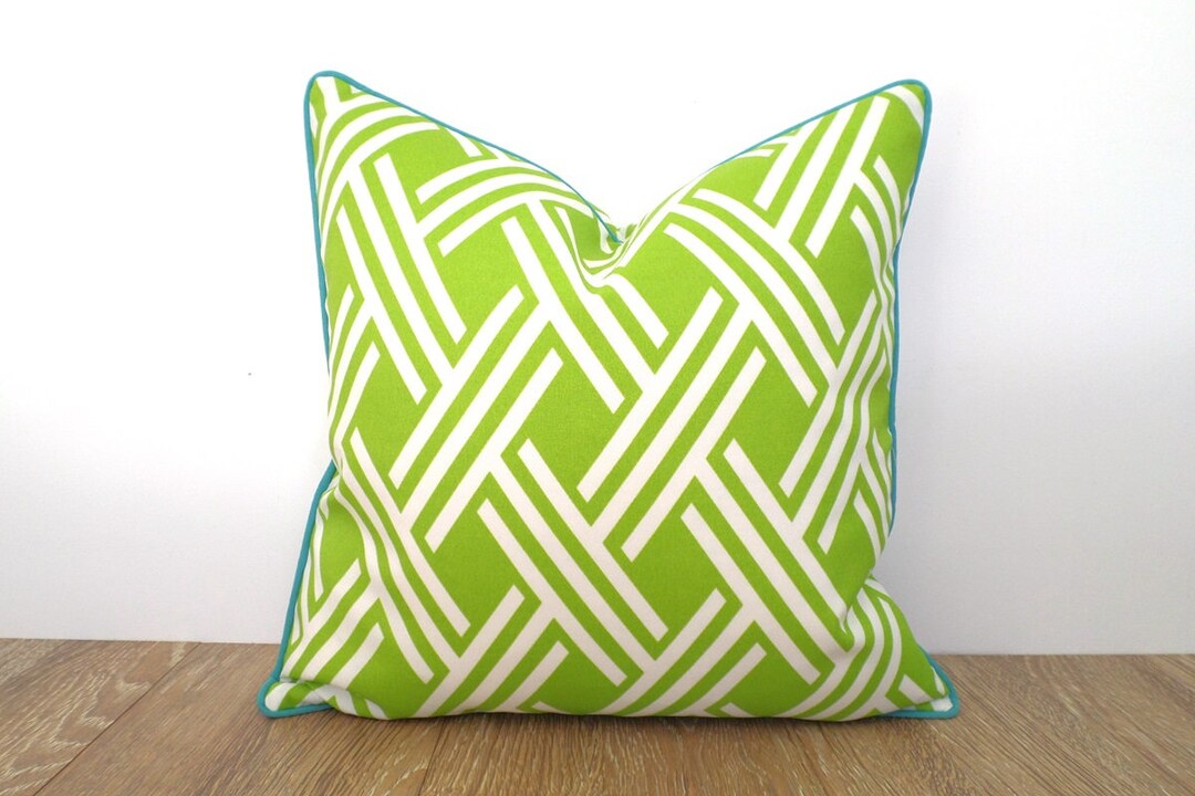 Green Outdoor Pillow Case Geometric Cushion Case Green and Etsy