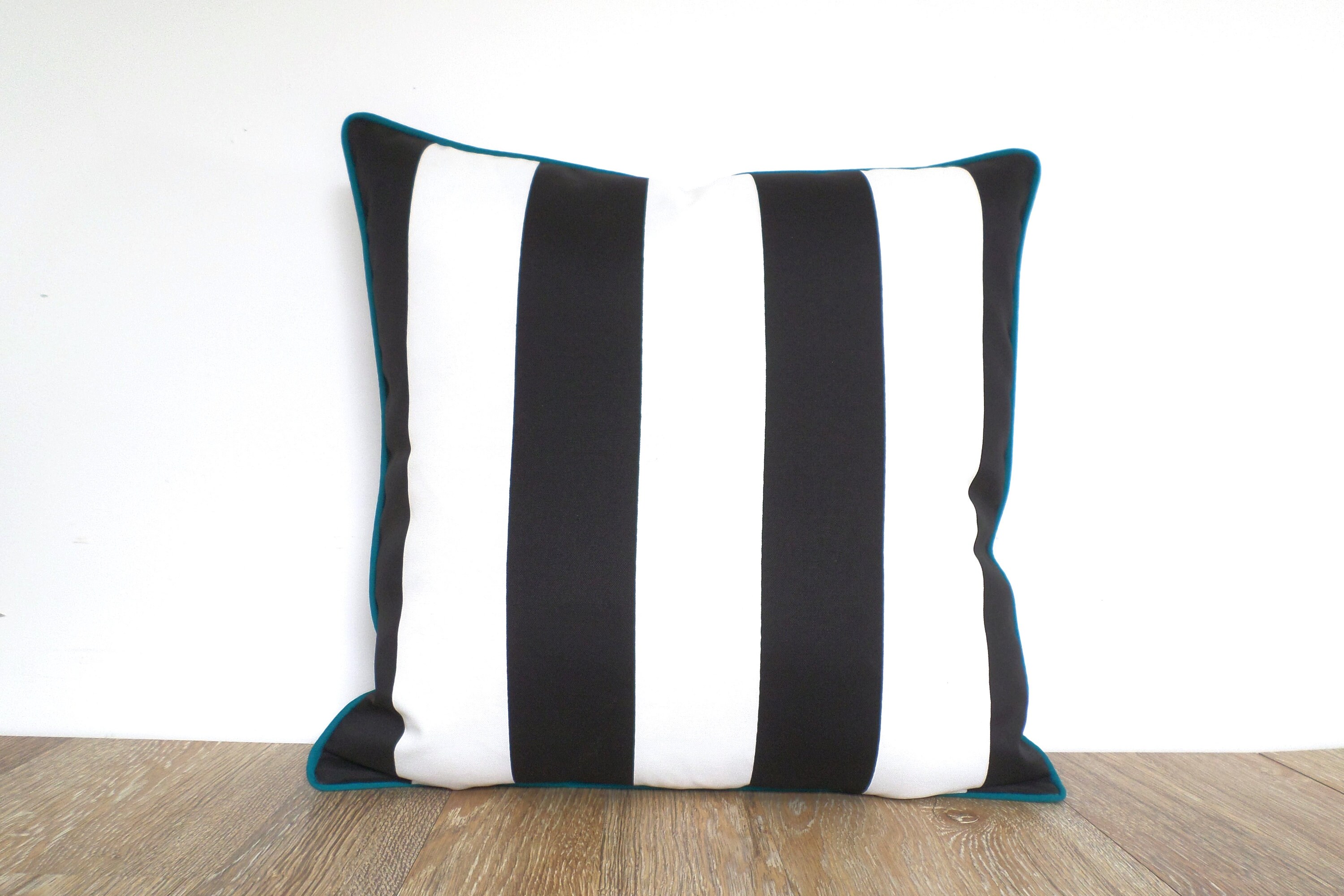 Black white pillow cover 20x20 modern home decor block stripe Etsy