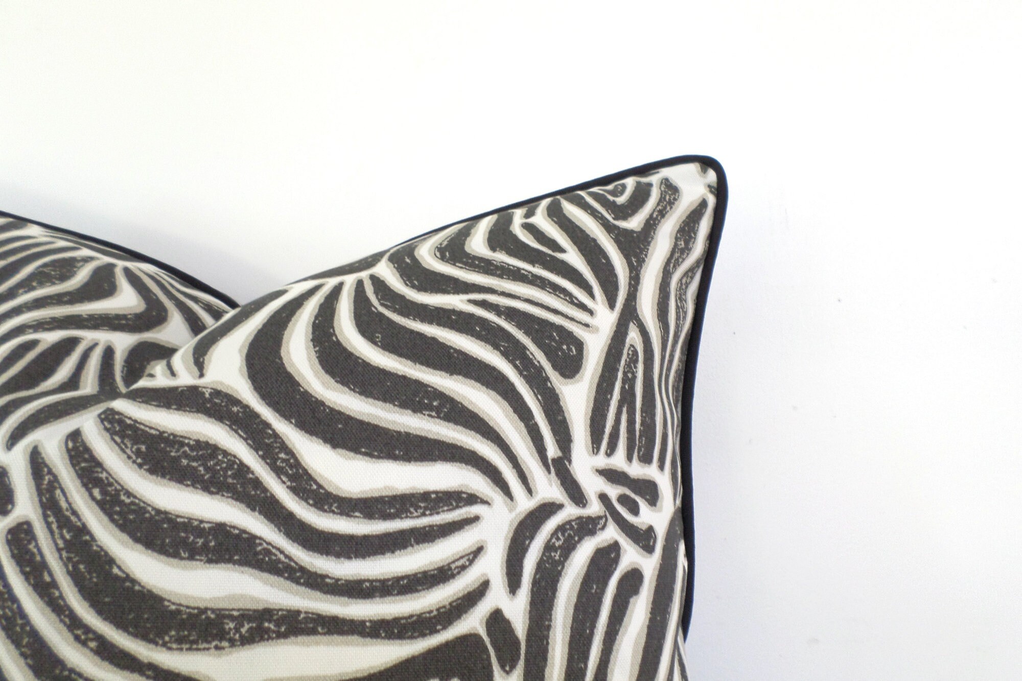 Black zebra pillow cover 16x16 fall porch decor gray outdoor Etsy