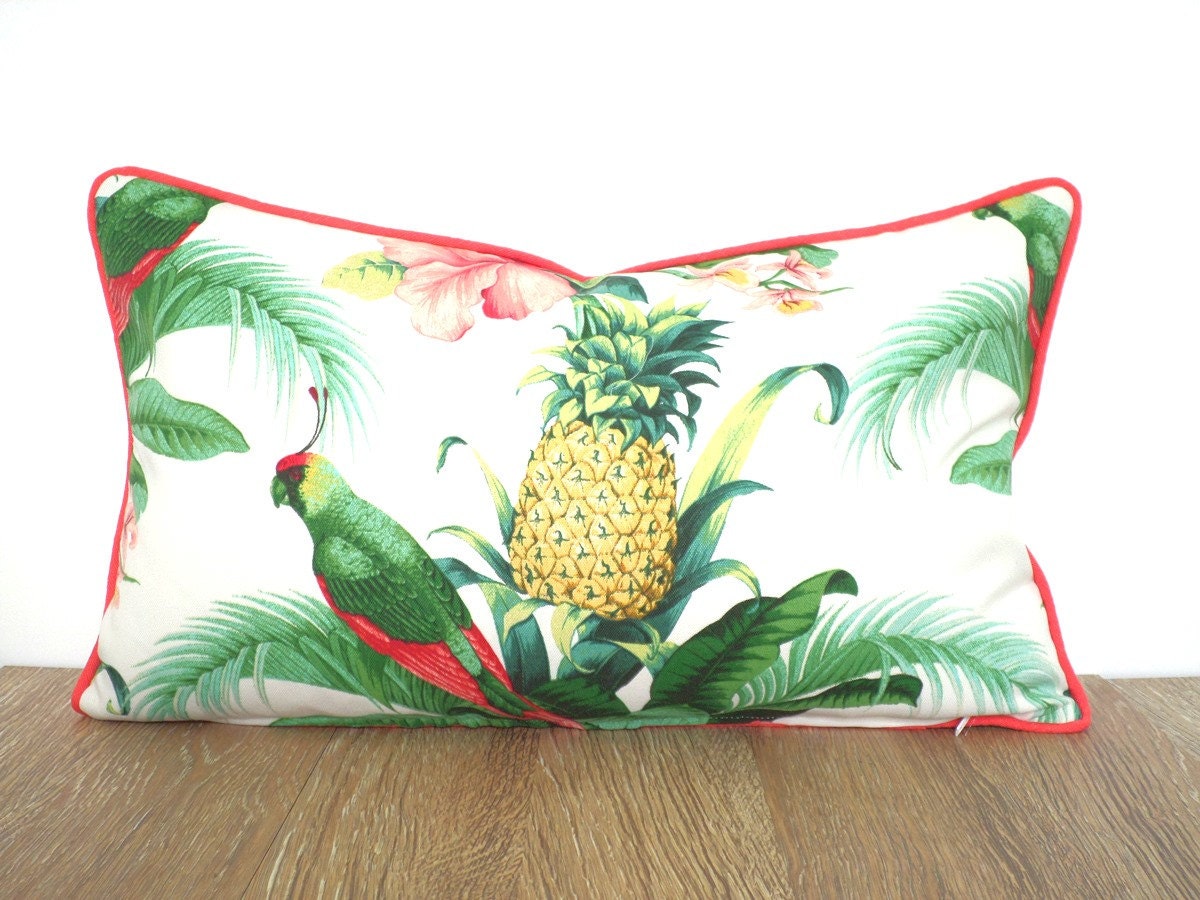 Tropical Outdoor Pillow Cover 20x12 Island Decor Flower Etsy
