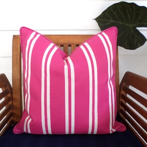 Pink stripe outdoor cushion cover 18x18, striped outdoor pillow case Christmas gift for her