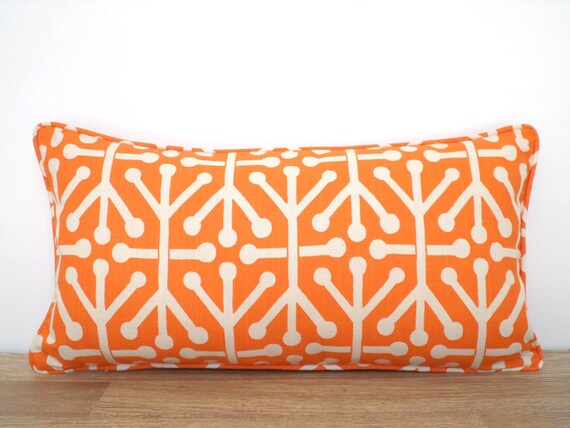 Orange throw pillow case 20x12 dorm Orange lumbar pillow | Etsy