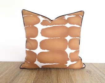 Shibori dot pillow cover for outdoors, brown outdoor pillow case boho decor