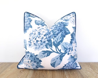 Soft Blue Hydrangea Print Throw Pillow Case - Soft Hues for Hampton Decor