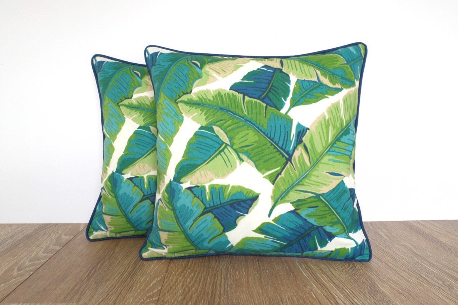 Green Palm Leaf Outdoor Pillow Covers Set of Two 15x15 Etsy