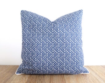 Blue nautical pillow cover 18x18 20x20, blue and white pillow case maritime décor, dot pillow case Hampton style