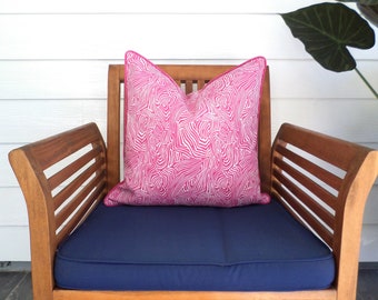 Pink outdoor pillow cover 18x18 modern home decor, pink geometric cushion case for outdoor bench