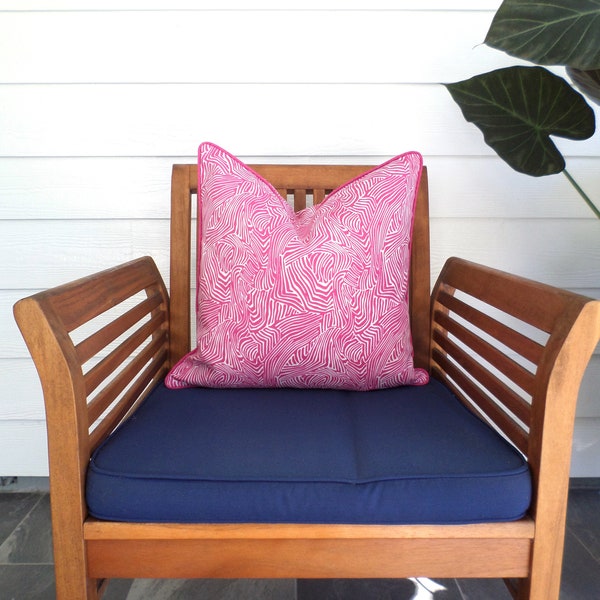 Pink outdoor pillow cover 18x18 modern home decor, pink geometric cushion case for outdoor bench