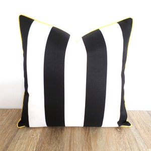 Black stripe outdoor pillow cover 20x20, black and white pillow cover modern outdoor decor image 3