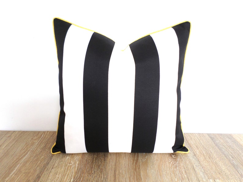 Black stripe outdoor pillow cover 20x20, black and white pillow cover modern outdoor decor image 3