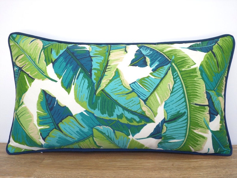 Tropical leaf pillow cover green outdoor pillow case palm Etsy
