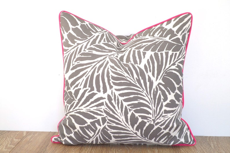 Grey outdoor pillow cover tropical leaf print floral cushion Etsy