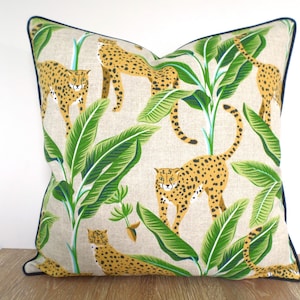 Leopard pillow cover 18x18 tropical decor, cheetah cushion cover, animal print pillow case beach house decor
