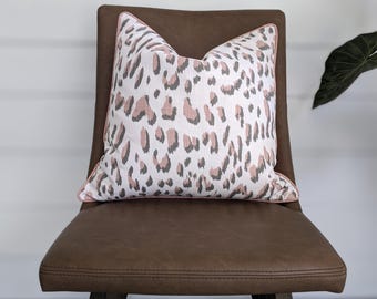 Blush Leopard Print Pillow Cover: Cotton Rayon Throw Pillow