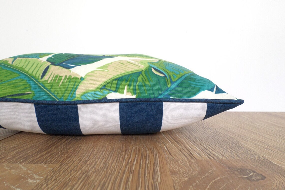 Green Palm Leaf Outdoor Pillow Covers Set of Two 15x15 Etsy