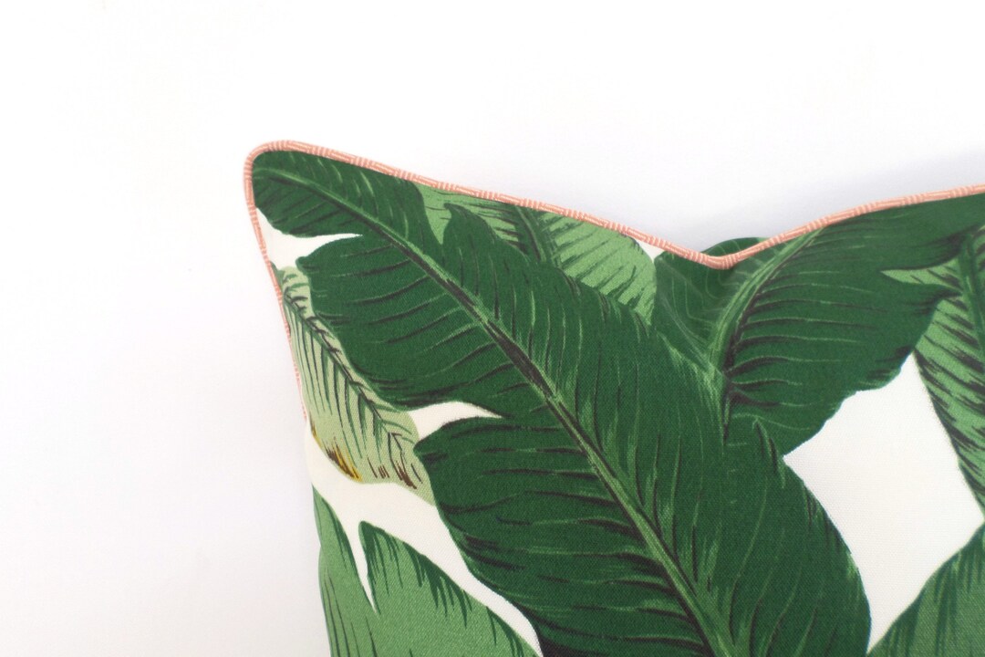 Tropical Outdoor Pillow Case 20x20 Hollywood Regency Decor, Banana Leaf