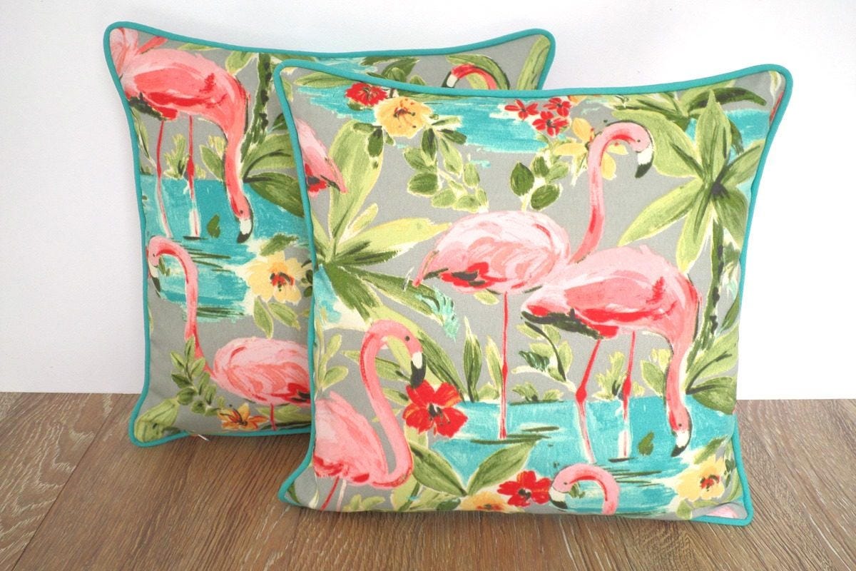 Flamingo outdoor pillow covers set of two 15x15 tropical Etsy