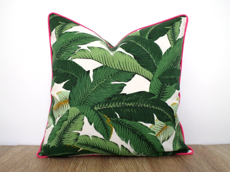 Green Palm Pillow Cover Indoor Outdoor Fabric Tropical Etsy